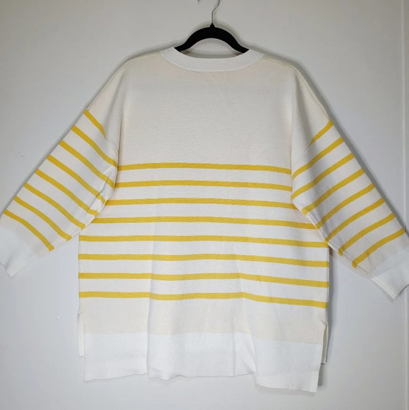 Philosophy women's sweater V neck, knit, pull on, striped, long sleeve, 1X. - Picture 3 of 16